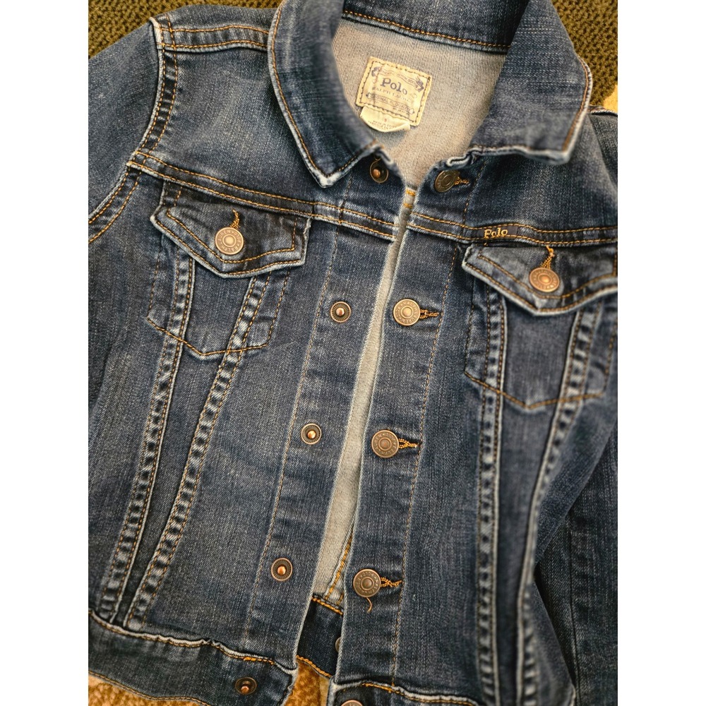Polo Ralph Lauren Kids Denim Jean Jacket Size 9 Blue Authentic snap Front - Picture 4 of 6